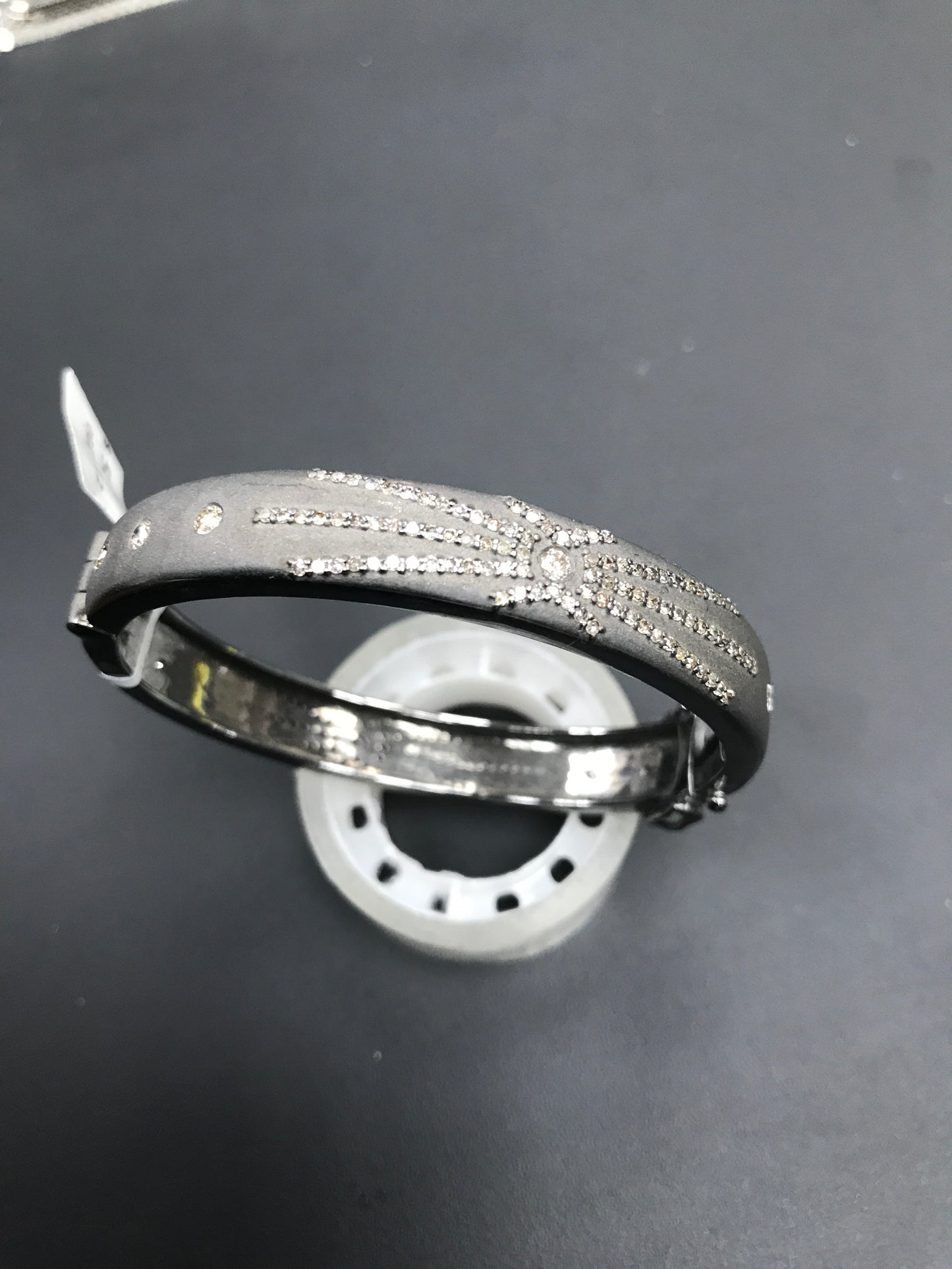 Diamond Silver Bracelet .925 Oxidized Sterling Silver Diamond Bracelet, Genuine handmade pave diamond Bracelet.