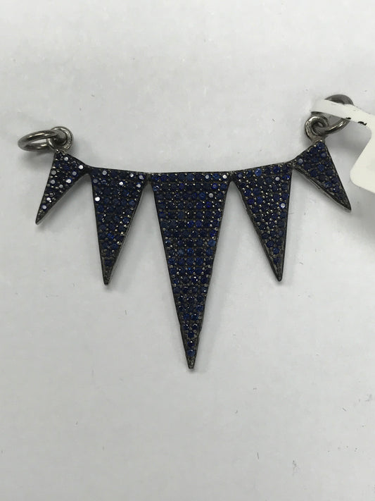 Spikes Silver Diamond Charm .925 Oxidized Sterling Silver Diamond Charms, Genuine handmade pave diamond Charm Size Approx (36 x 24 MM)