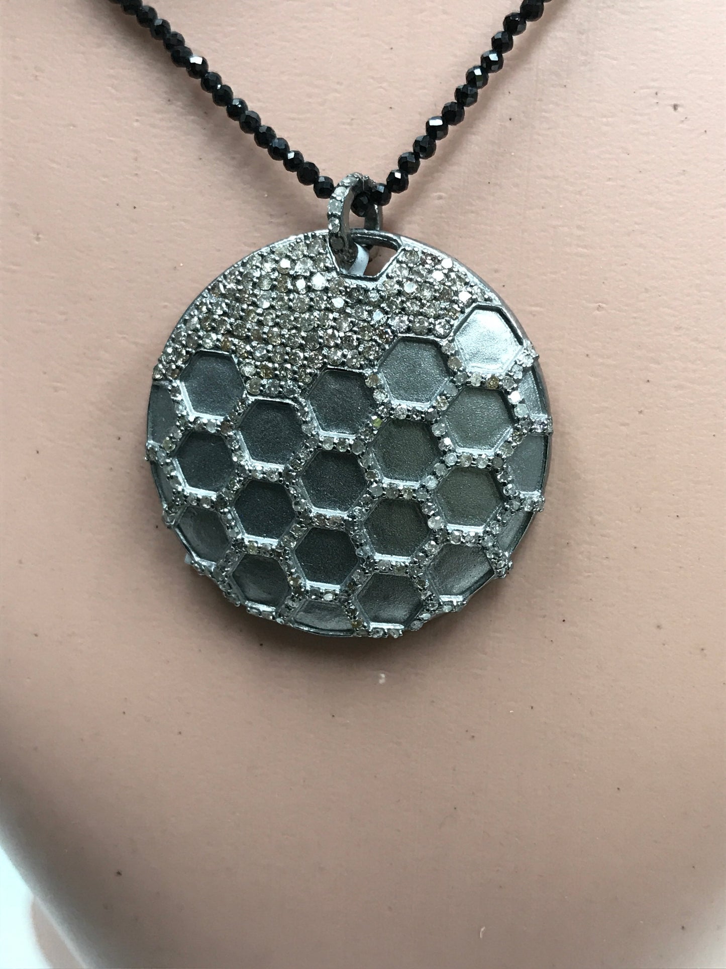 Circular Shape with Hexagonal Diamond Placement Pendants