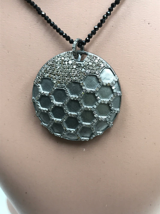 Circular Shape with Hexagonal Diamond Placement Pendants