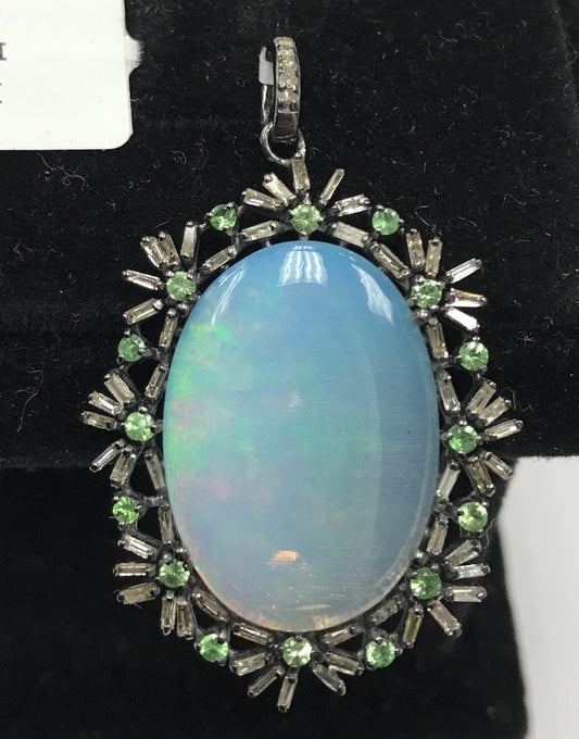 Opal and Diamond Pendant
