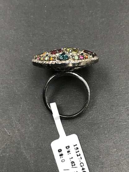 DIAMOND AND MULTI TOURMALINE RINGS