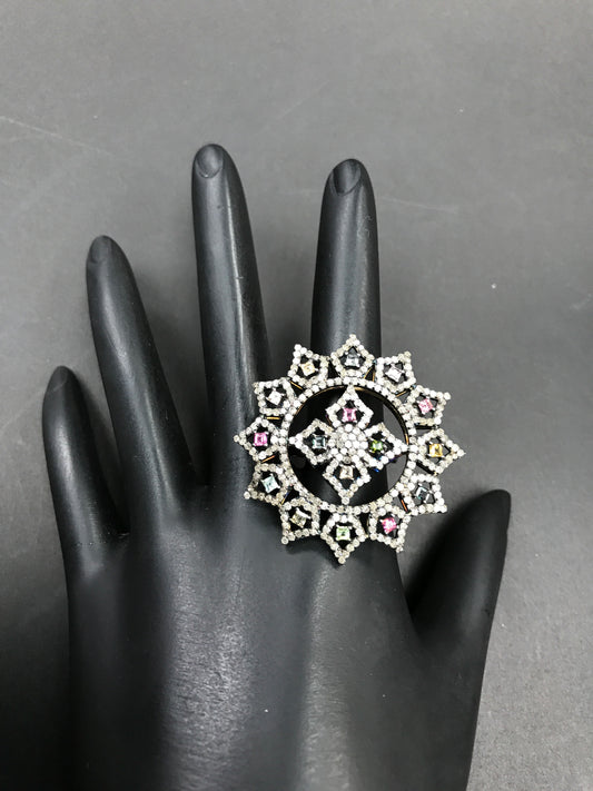 DIAMOND AND MULTI TOURMALINE RINGS
