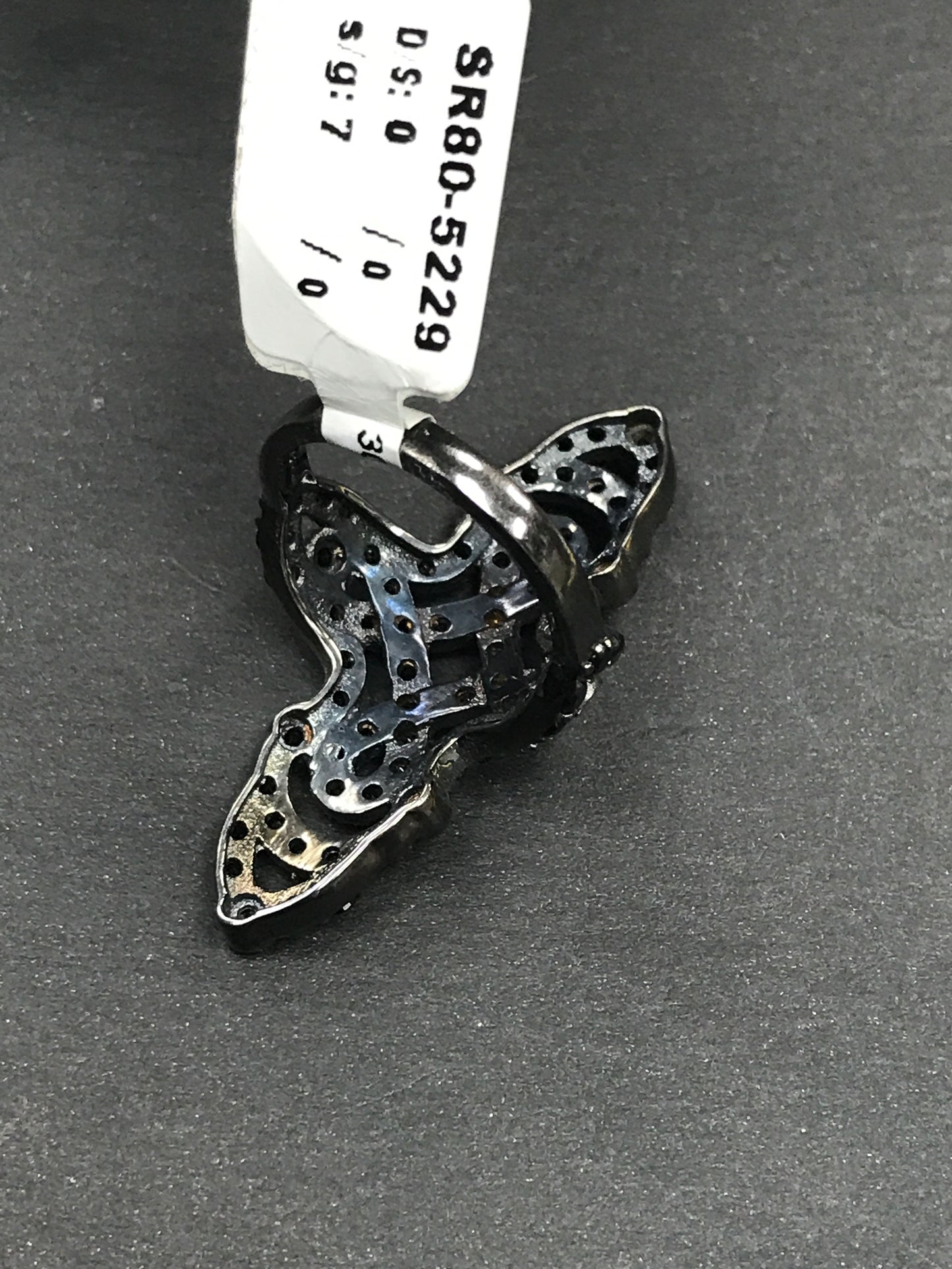 Victorian Black Spinal Ring .925 Oxidized Sterling Silver Black Spinal Ring, Genuine handmade pave Black Spinal Ring Size Approx(20x39 mm)