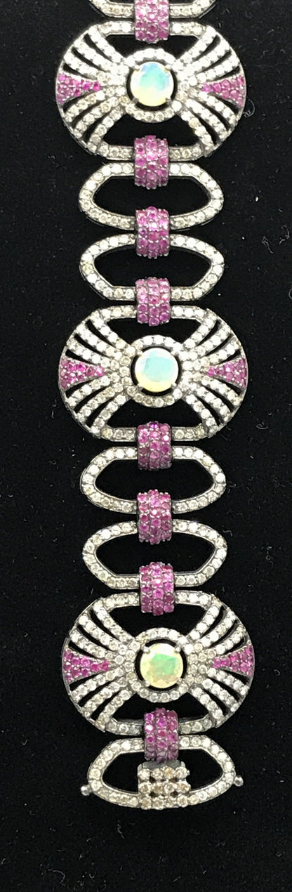 Diamond and Ruby Designer Bracelet with Opals
