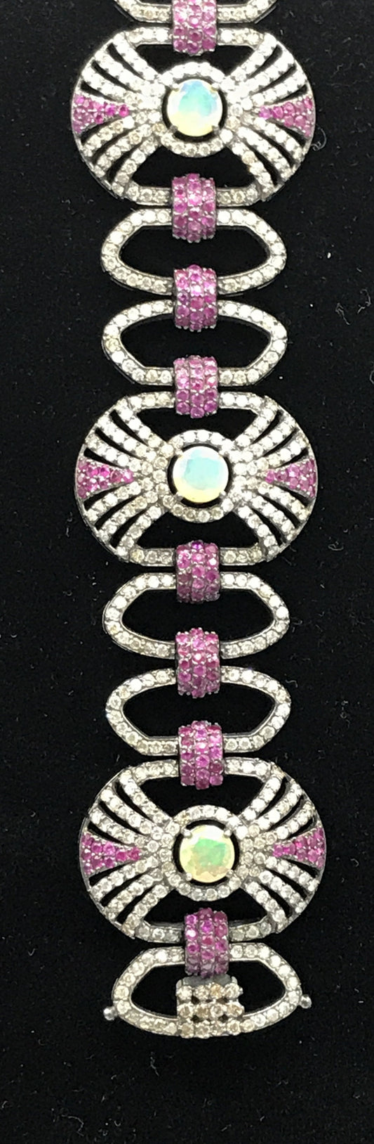 Diamond and Ruby Designer Bracelet with Opals