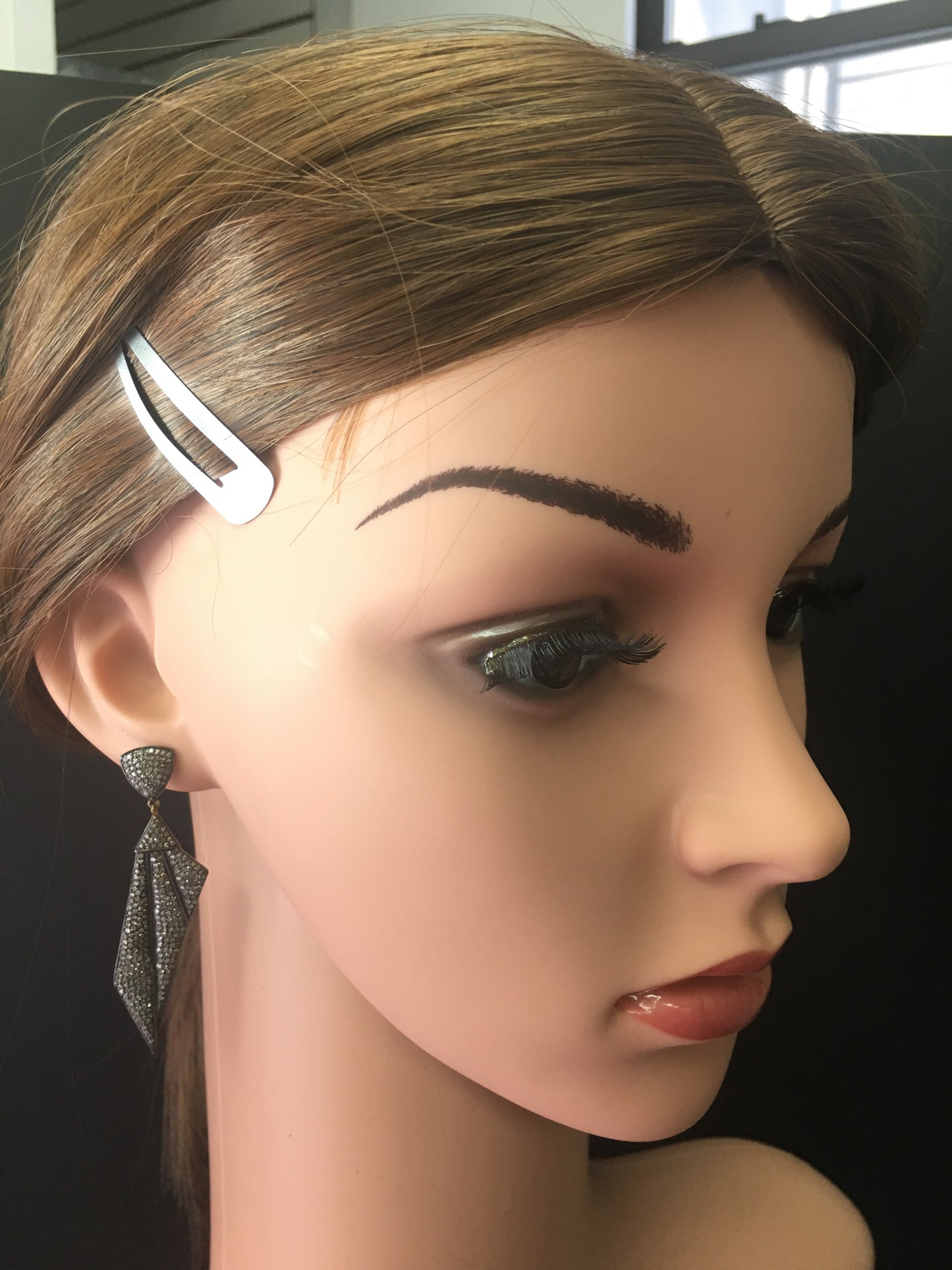 Diamond and Silver Black Rhodium Finish Earrings
