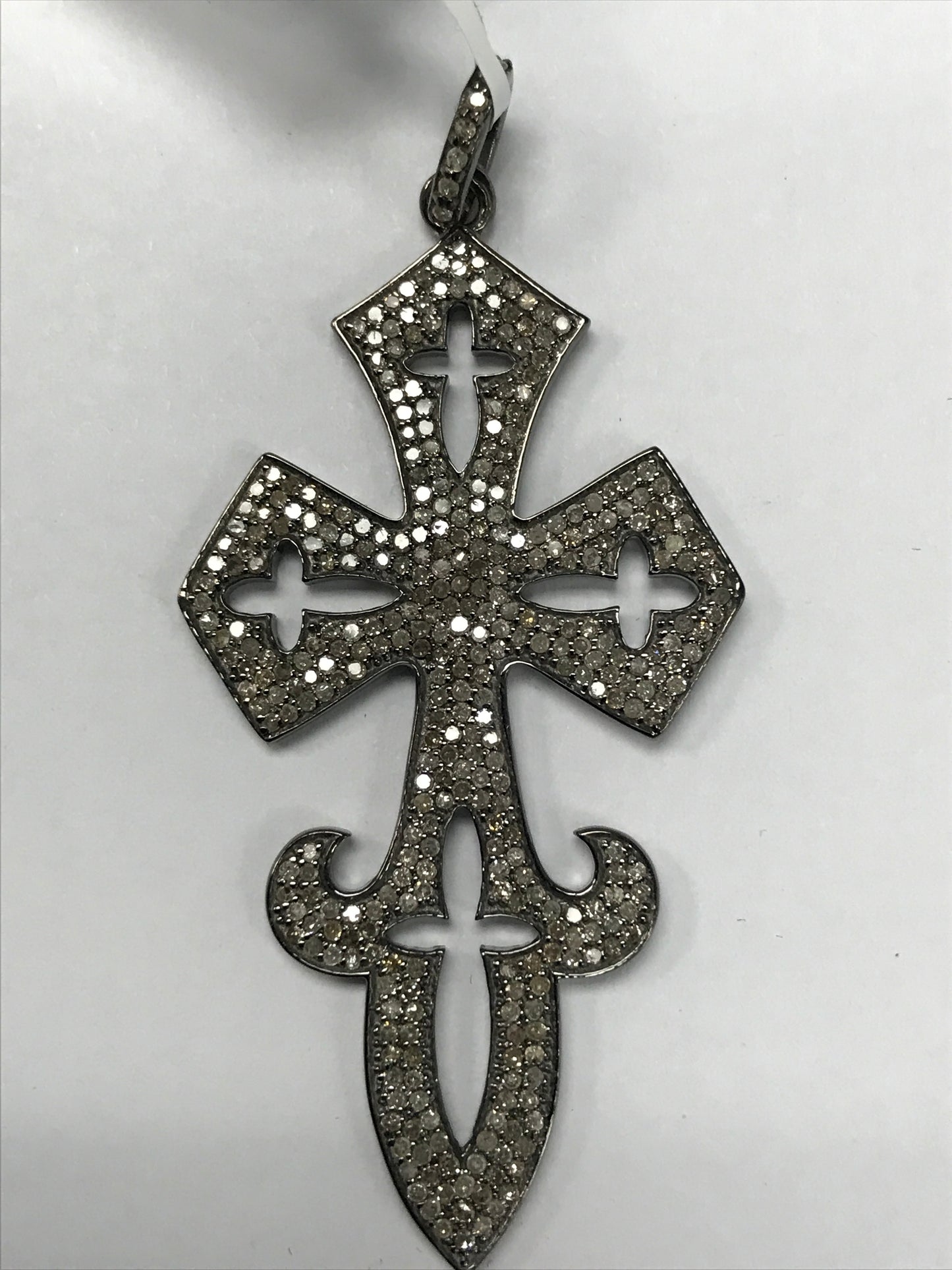 Silver Diamond Pendant .925 Oxidized Sterling Silver Diamond Pendant, Genuine handmade pave diamond Pendant.