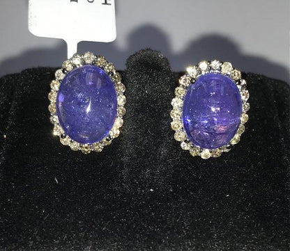 Tanzanite and Diamond Earring Stud