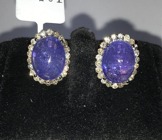 Tanzanite and Diamond Earring Stud