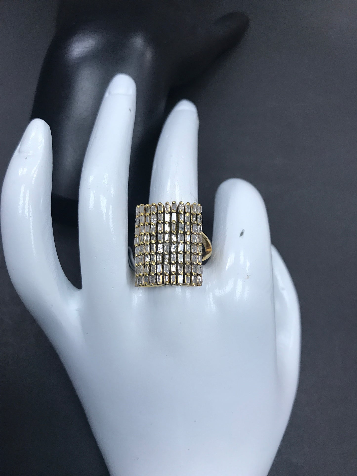 Silver Pave Tapered Baguette Diamond Ring .925 Oxidized Sterling Silver Diamond Ring, Genuine handmade pave diamond Ring Size Approx 0.80"(16 X 20 MM)