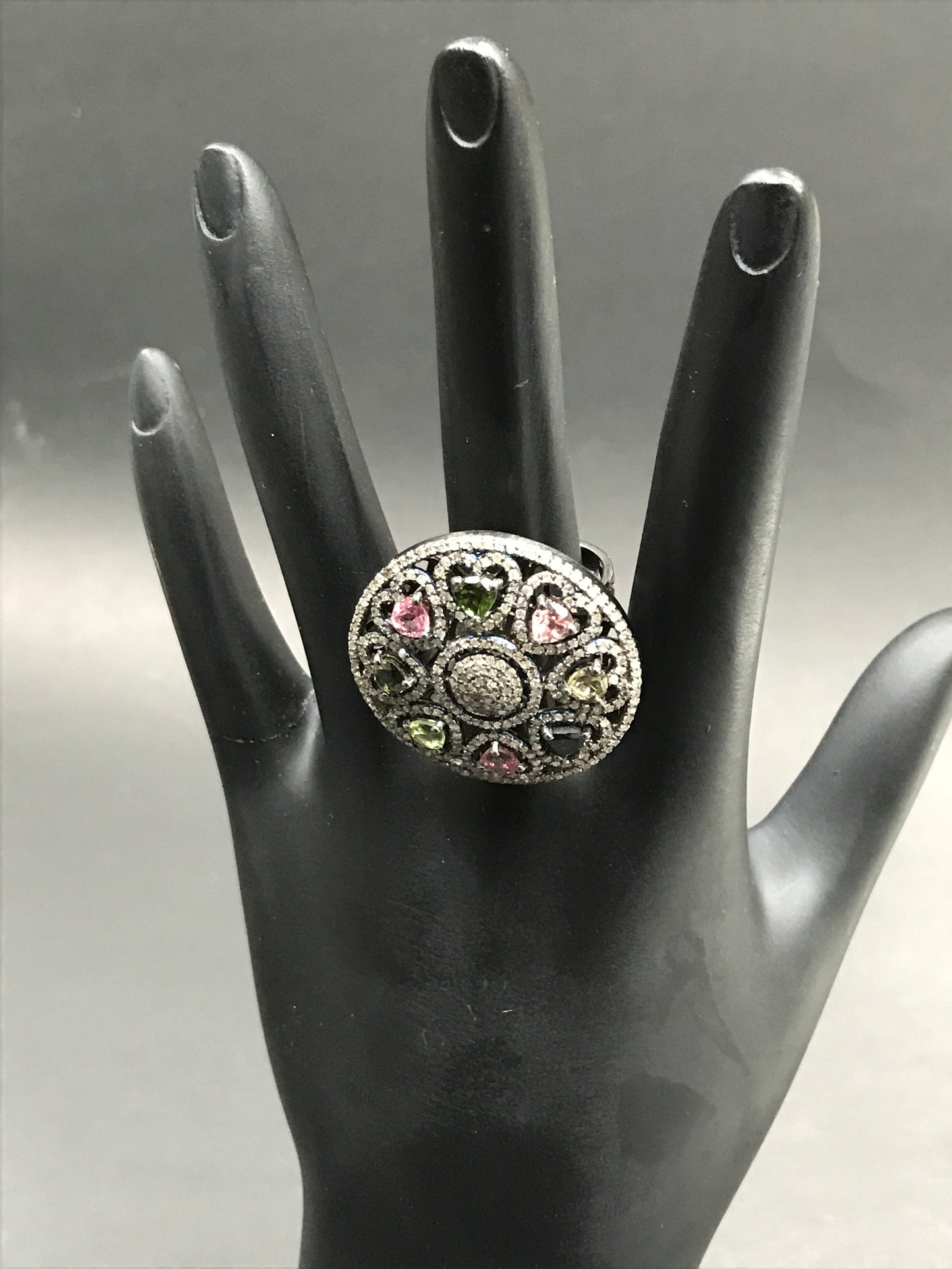 DIAMOND AND MULTI TOURMALINE RINGS