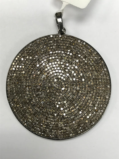 Round Disc Sapphire Diamond Charm