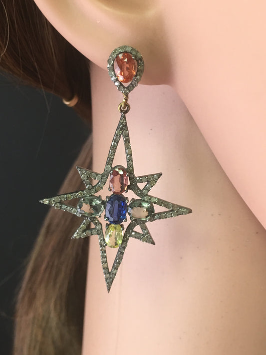 Star Burst Diamond Earrings