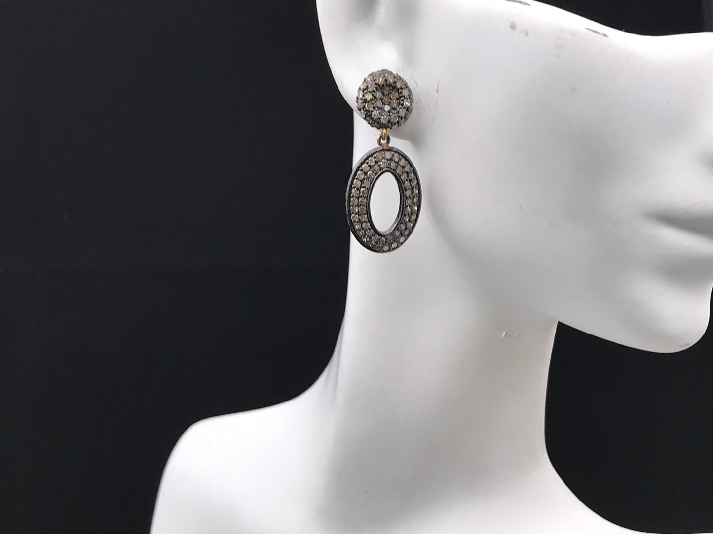 Diamond and Silver Black Rhodium Finish Earring