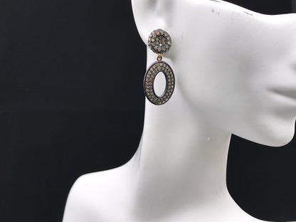 Diamond and Silver Black Rhodium Finish Earring