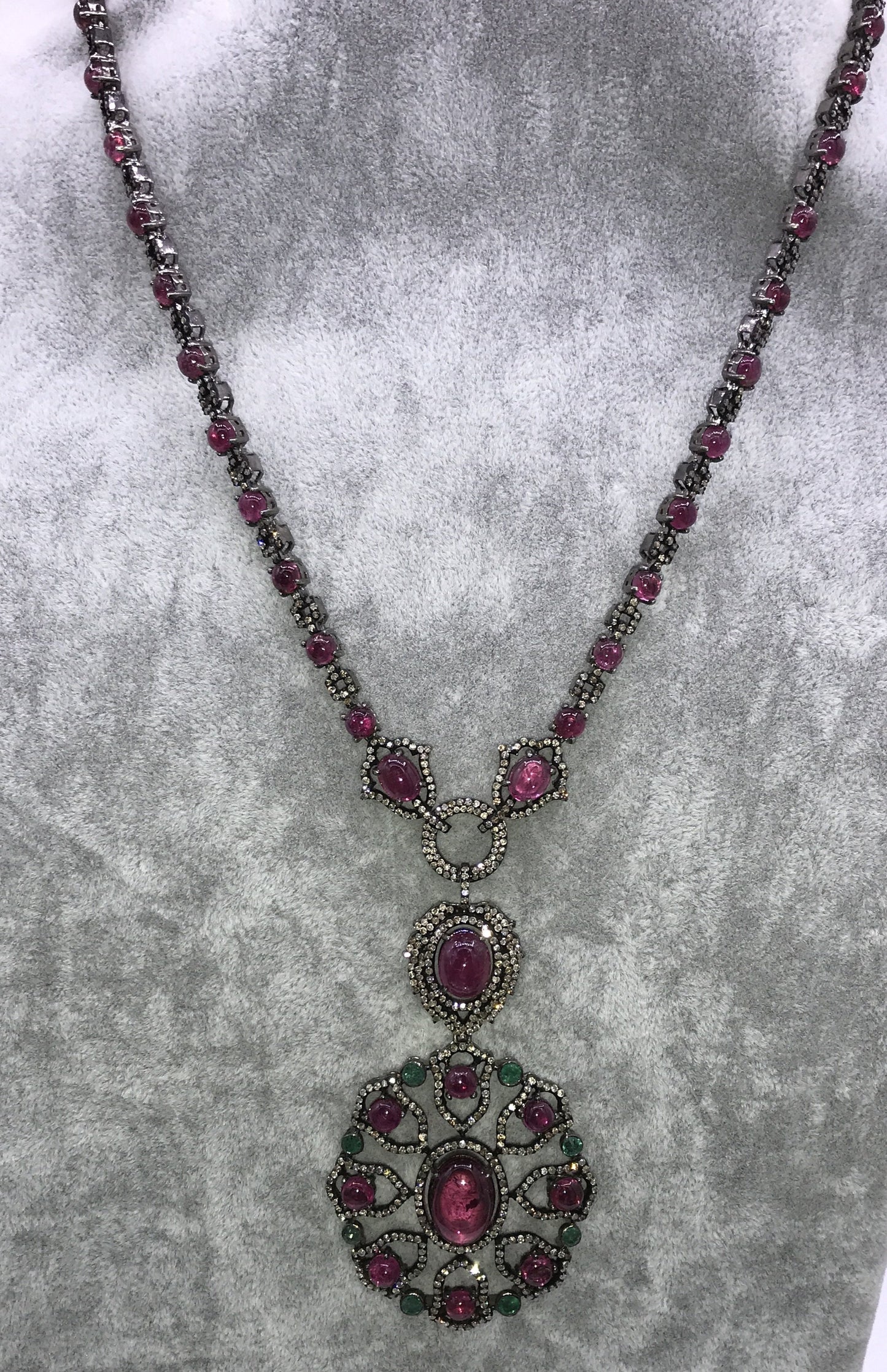 Pink Tourmaline and Diamond Necklace