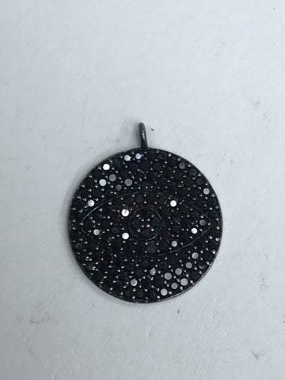 Overlap Circle Black Spinel Charm