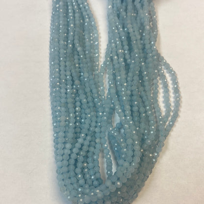 AQUMARINE BEADS ROUND FACETED 3-4MM