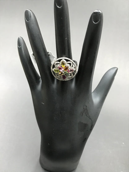 Diamond and Multi Tourmaline Rings