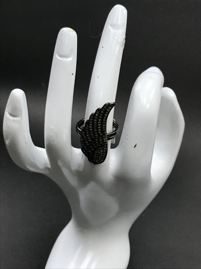 Diamond and Silver Black Rhodium Finish Ring