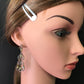 Diamond  Art Deco Opal with Diamond Earring, Pave Diamond Earring, Pave Art Deco Earring, Appx 62 x 18mm. Sterling Silver