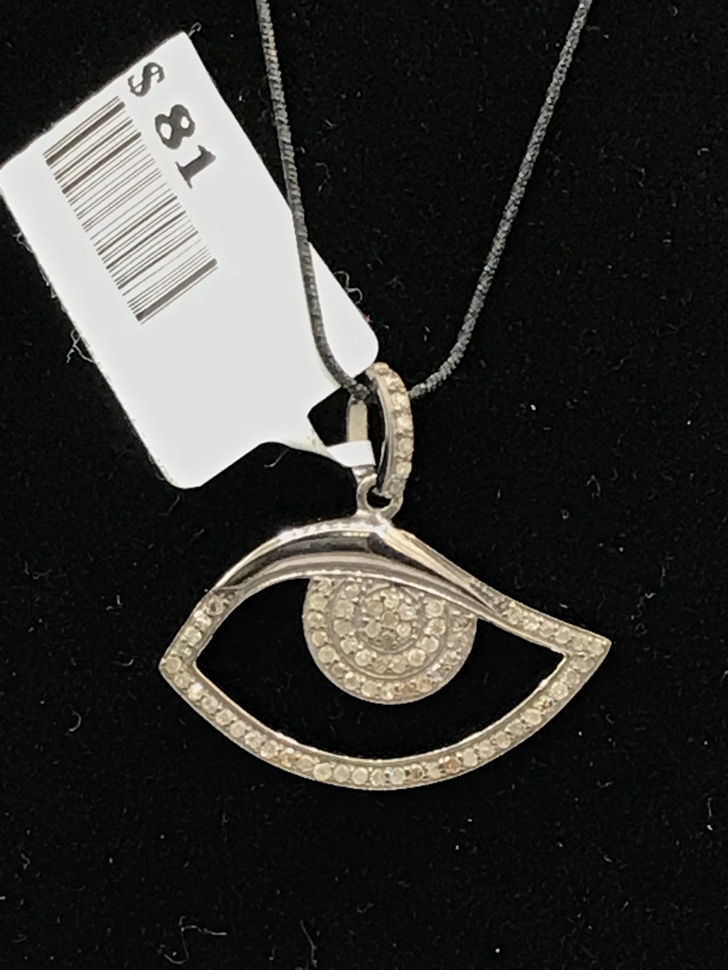 Diamond Open Eye Pendant, Pave Diamond Pendant, Pave Open Eye Necklace