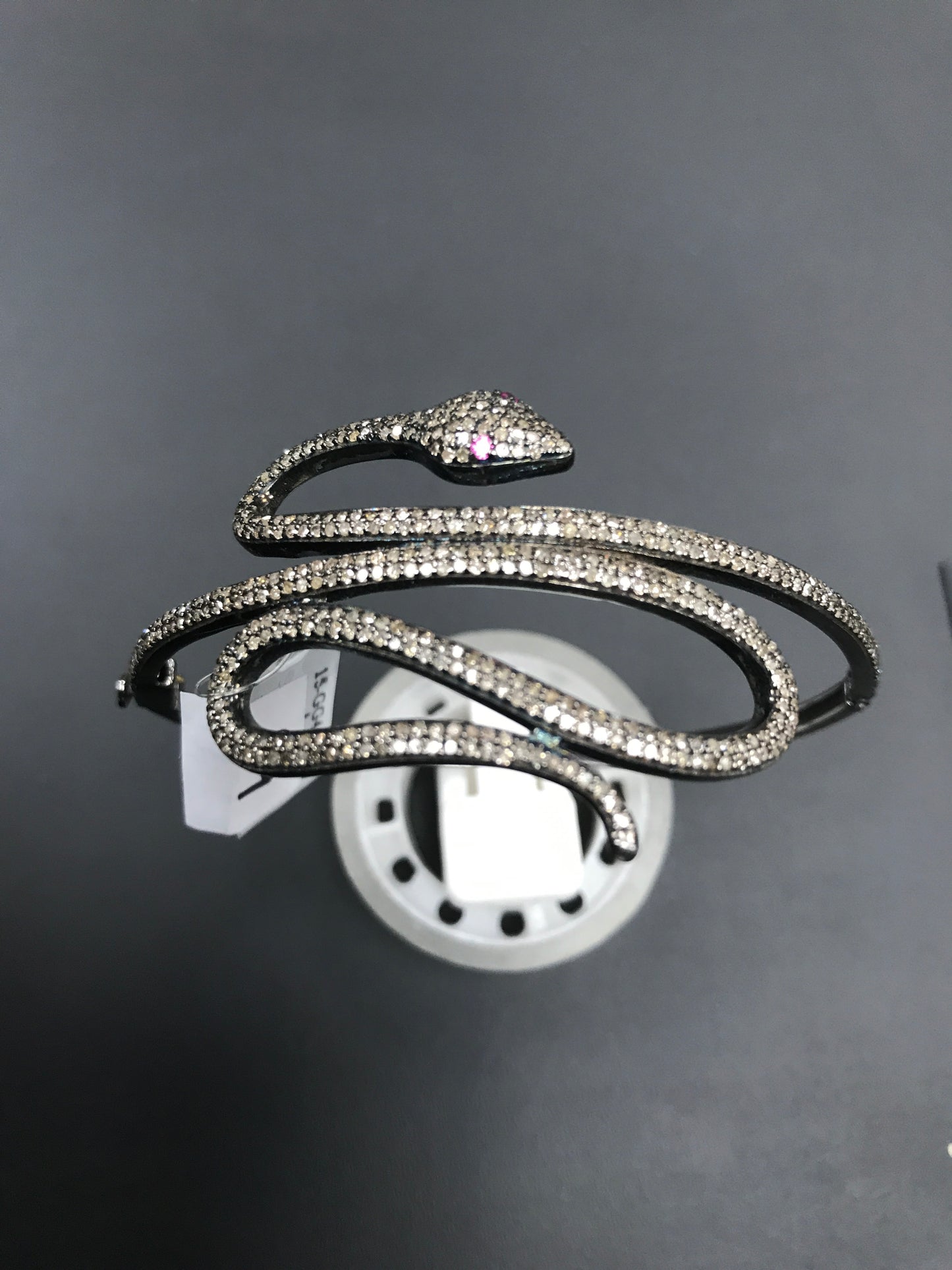 Diamond and Silver Ruby Stone Black Rhodium Finish Bracelets