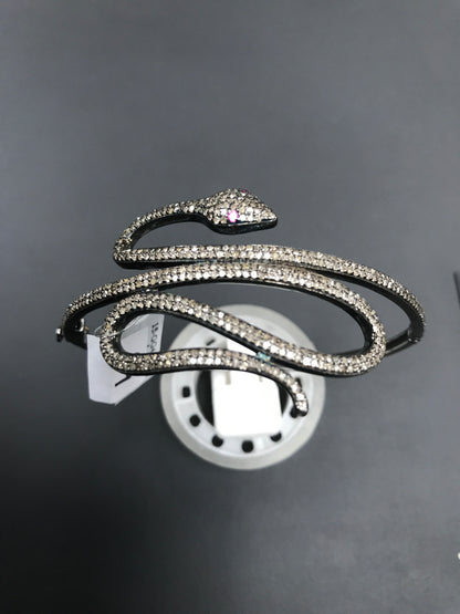 Diamond and Silver Ruby Stone Black Rhodium Finish Bracelets