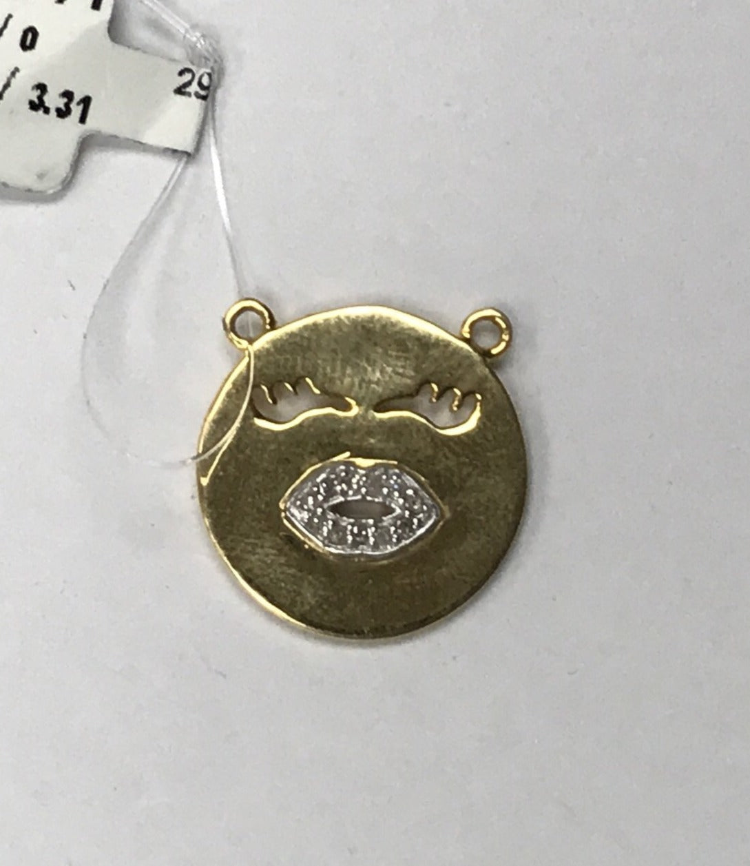 14K Solid Gold Kissing Face Diamond Pendants