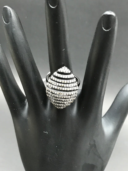 Diamond and Silver Black Rhodium Finish Rings