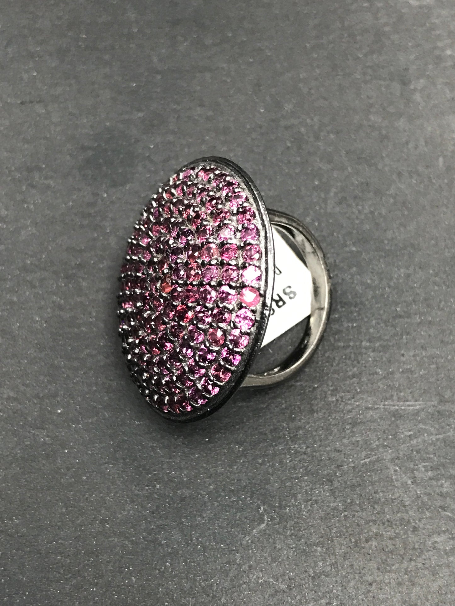 Round Black Spinal Ring .925 Oxidized Sterling Silver Black Spinal Ring, Genuine handmade pave Black Spinal Ring Size Approx(28 mm)
