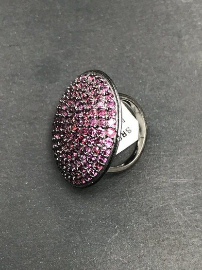 Round Black Spinal Ring .925 Oxidized Sterling Silver Black Spinal Ring, Genuine handmade pave Black Spinal Ring Size Approx(28 mm)