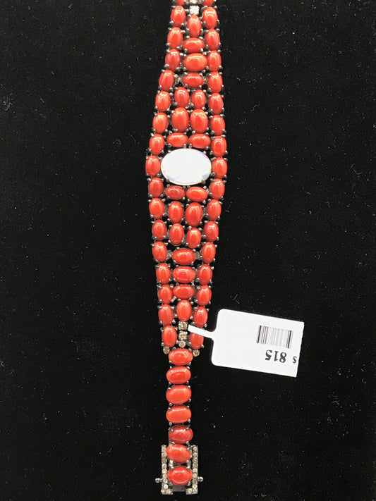 Coral Natural Diamond Bracelet
