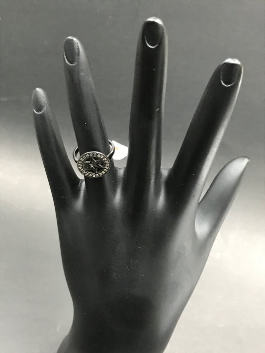 Diamond and Silver Black Rhodium Finish Ring