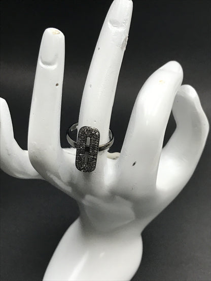 Rectangle With Hollow Cross Diamond Ring