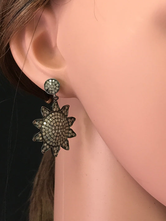 Diamond Flower Earrings