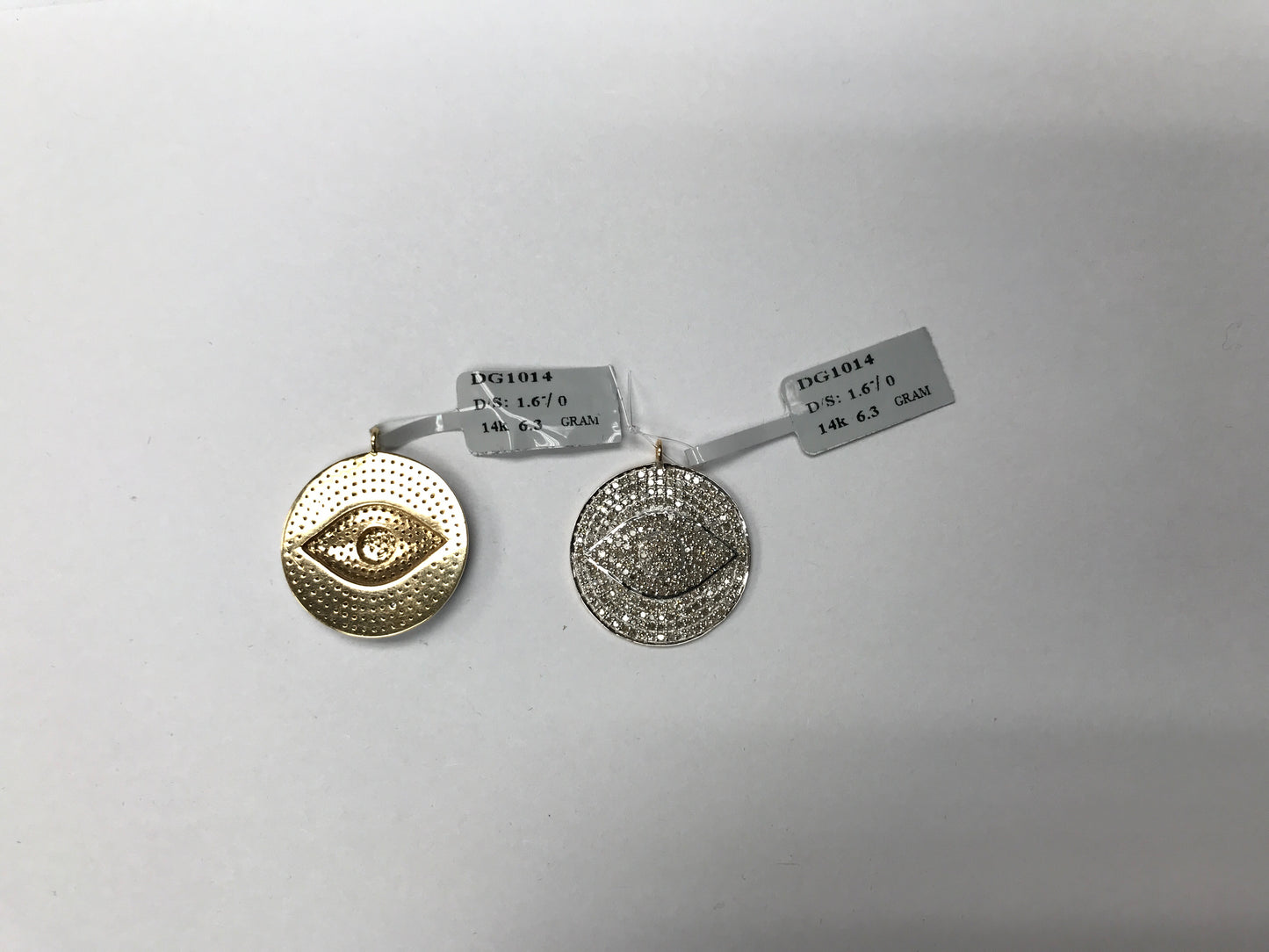 14K Solid Gold Eye Diamond Pendants