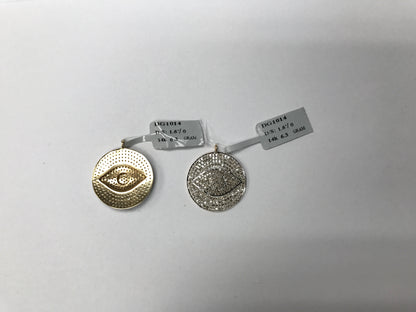 14K Solid Gold Eye Diamond Pendants