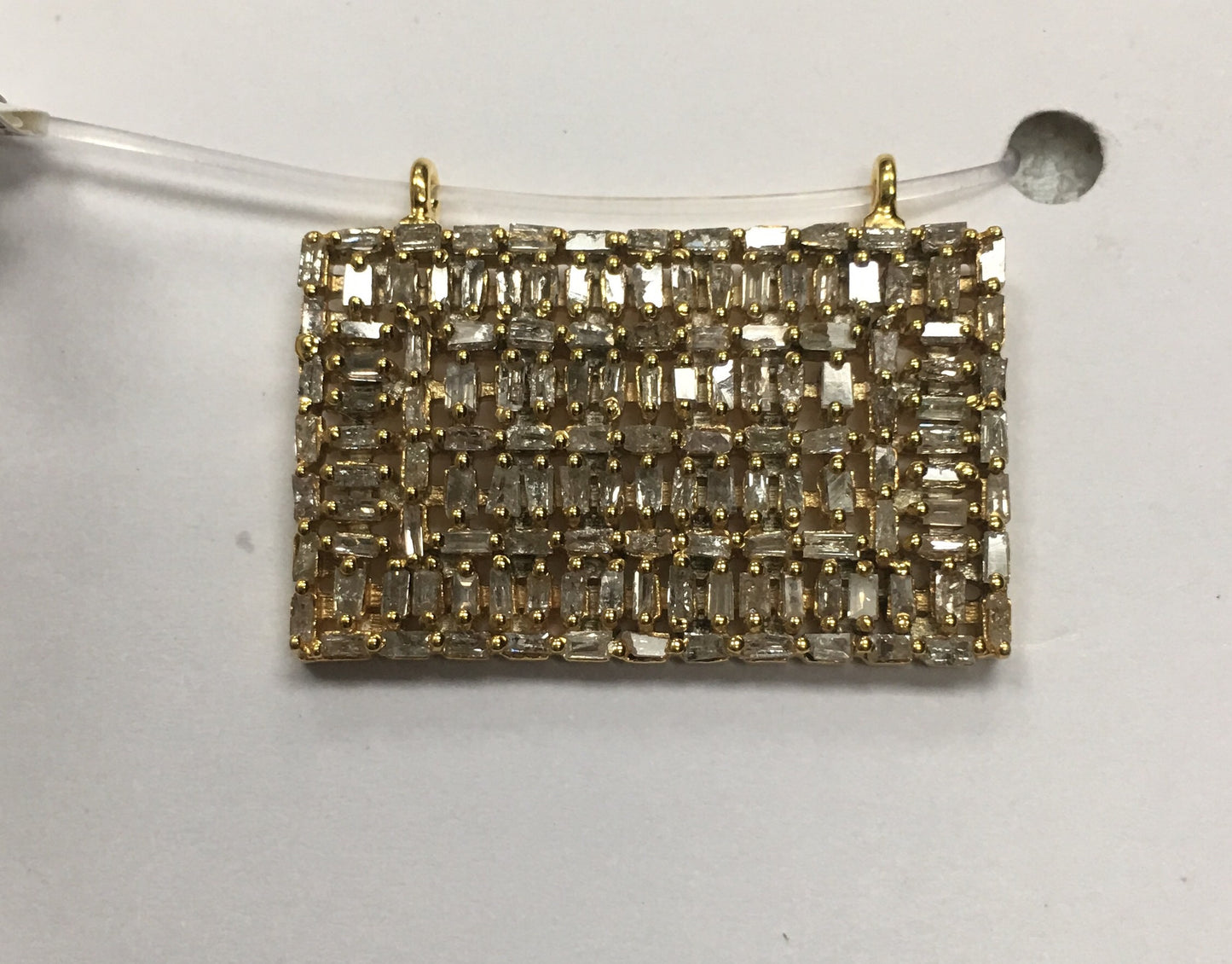 Rectangle Diamond Pendant .925 Oxidized Sterling Silver Diamond Pendant, Genuine handmade pave diamond Pendant Size 1.20"(30 X18 mm)