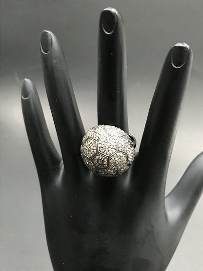Football Pave Diamond Ring .925 Oxidized Sterling Silver Diamond Ring, Genuine handmade pave diamond Ring Size Approx 0.92"(12 x 23 MM)