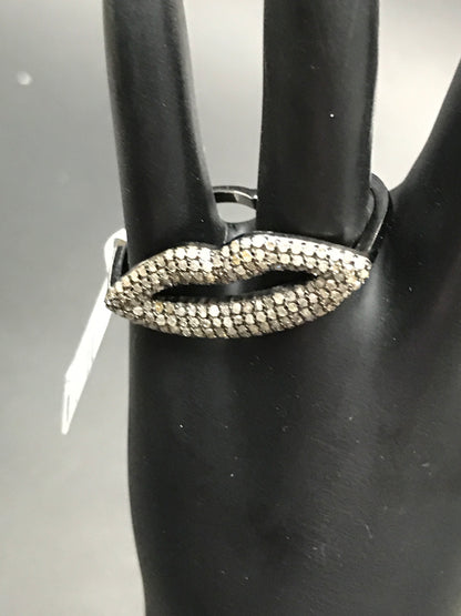 Lipes Pave Diamond Ring .925 Oxidized Sterling Silver Diamond Ring, Genuine handmade pave diamond Ring Size Approx 1.28"(13 x 32 MM)