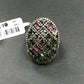 Diamond Oval Shape Tourmaline Diamond Ring, Pave Diamond Ring, Pave Oval Shape Tourmaline Ring, Approx 28 x 18mm