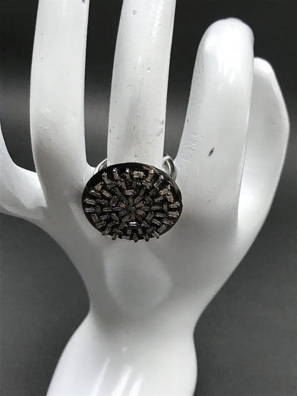 Silver Pave Tapered Baguette Diamond Ring .925 Oxidized Sterling Silver Diamond Ring, Genuine handmade pave diamond Ring Size Approx 1.20"(30 MM)