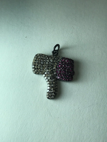 Thumbs down and up Diamond Silver Charm.