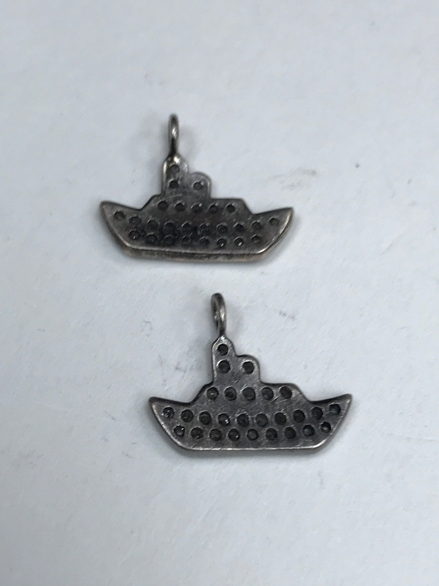 Diamond Love Boat Pendant, Pave Diamond Pendant, Pave Love Boat Necklace, Approx 14 x 18mm. Sterling Silver