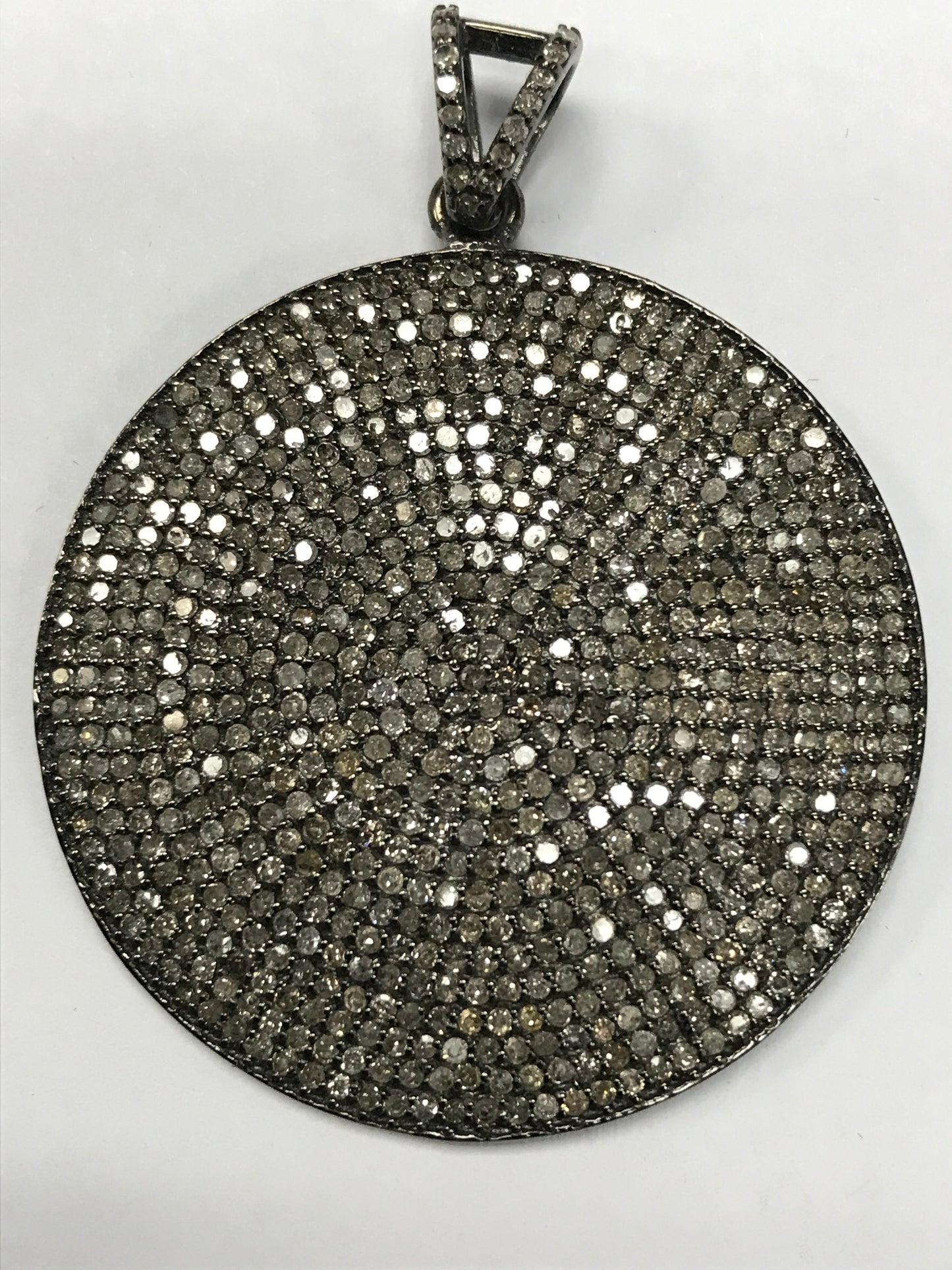 Round Disc Sapphire Diamond Charm