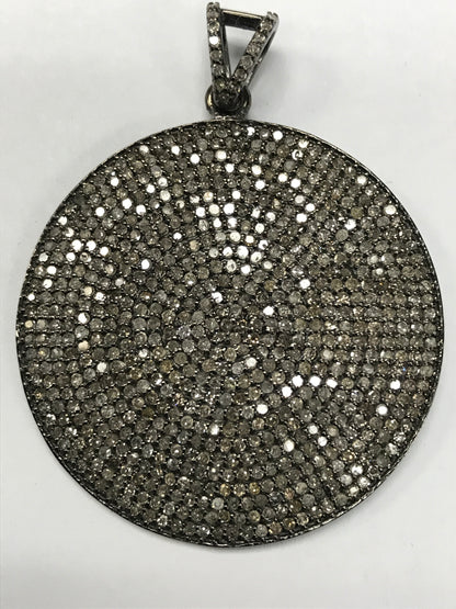 Round Disc Sapphire Diamond Charm