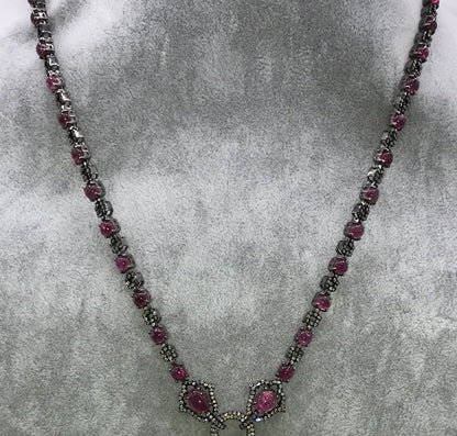 Pink Tourmaline and Diamond Necklace