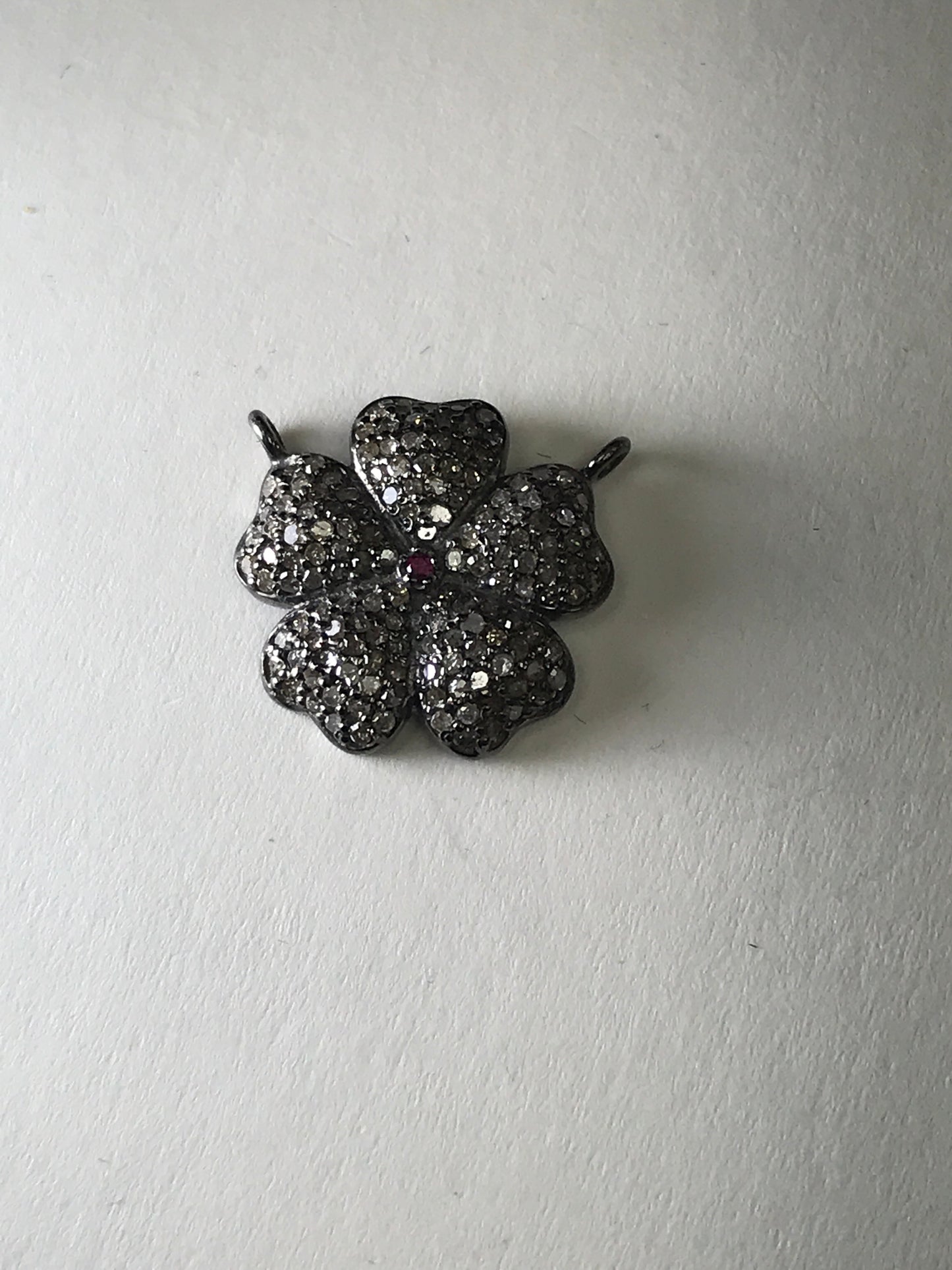 Flower Diamond Charm .925 Oxidized Sterling Silver Diamond Charms, Genuine handmade pave diamond Charm Size Approx 0.73"(18 x 18 MM)